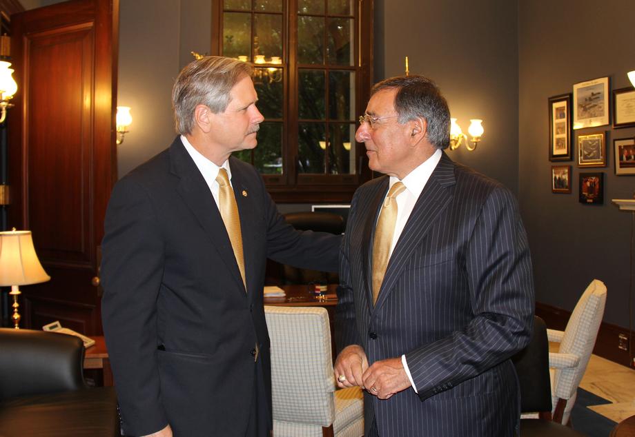 U.S. Defense Secretary Leon Panetta-September 2011- Senator Hoeven meets with U.S. Secretary of Defense Leon Panetta to discuss the importance of North Dakota's military bases to the nation's security infrastructure